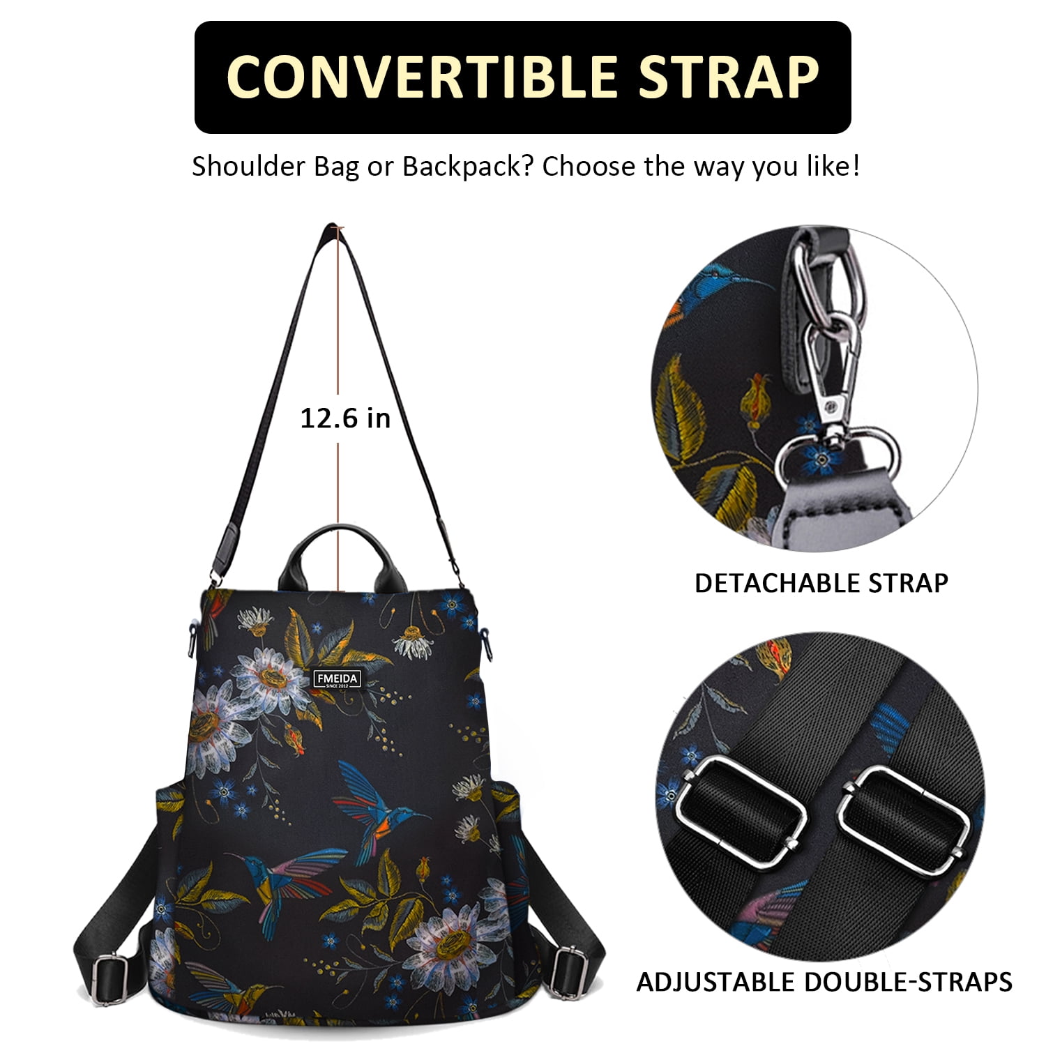 Fmeida Backpack Purse for Women Anti Theft Travel Bag Convertible Fashion Backpack Casual Shoulder Bag