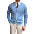 thumbnail image 1 of Lovzfmll Men's Knit Cardigan V-Neck Jacquard Pattern Open Front Blue, M, 1 of 4