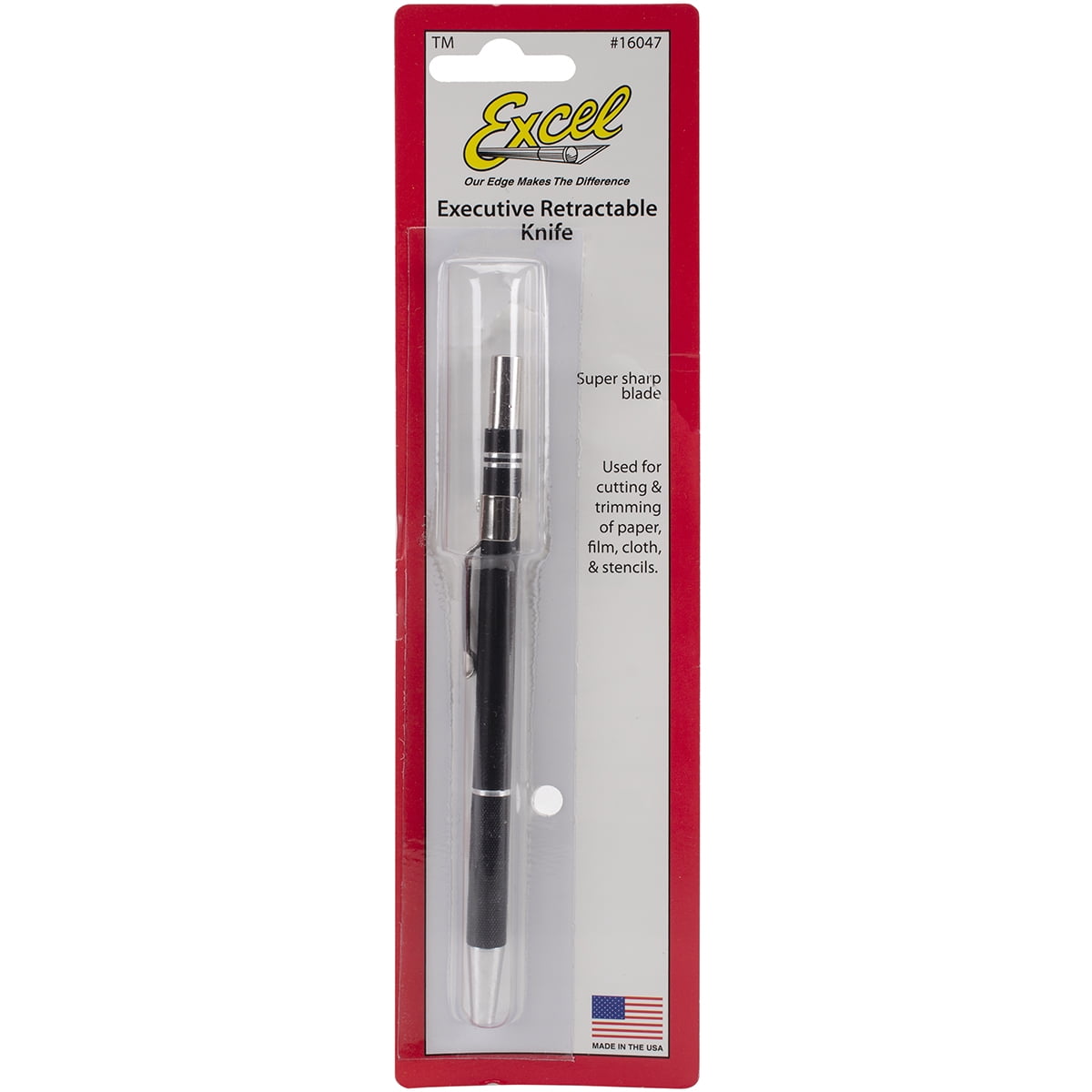 Excel Blades - K47 Executive Retractable Knife, Aluminum Handle, #65 Blade, Black