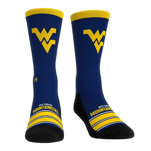 Unisex Rock Em Socks West Virginia Mountaineers Gametime Stripe-Crew Socks