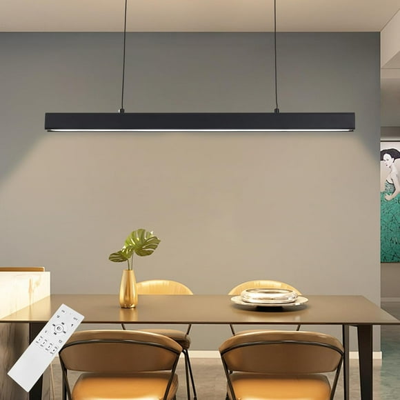 Black Chandelier,modern Farmhouse Chandelier for kitchen lighting fixtures ceiling hanging,Modern industrial linear chandelier with adjustable hanging wire length for kitchen,dining tables,office