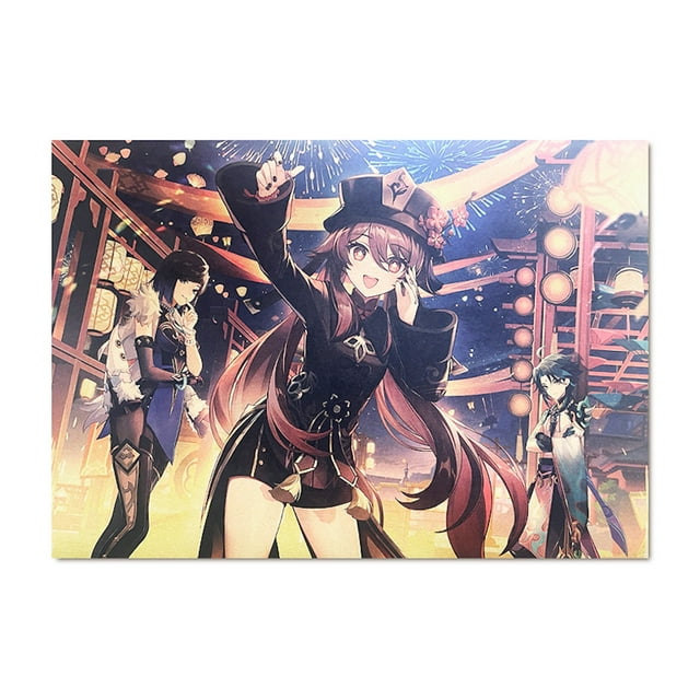 Pintura decorativa para pared con póster Genshin Impact Anime