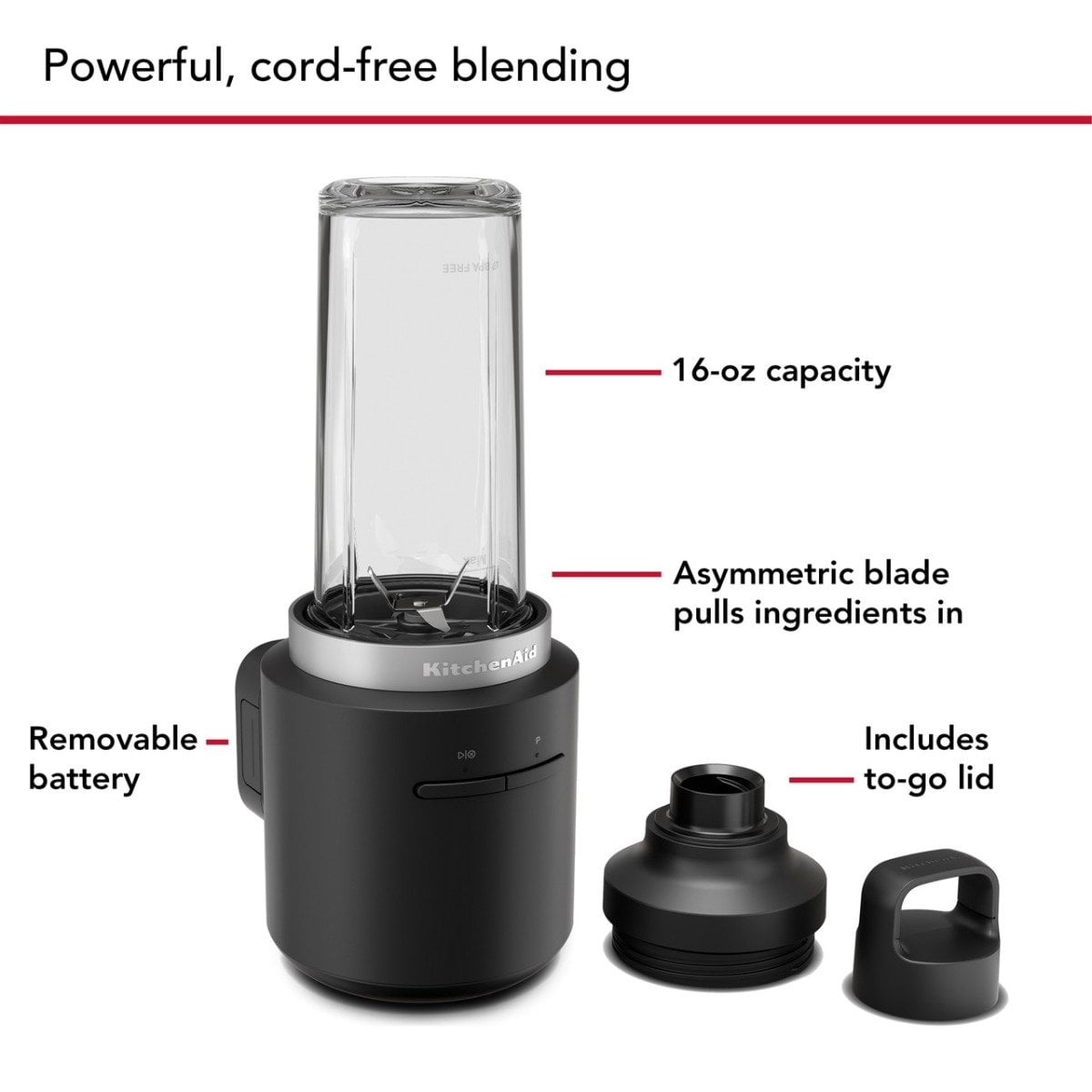 KitchenAid GO Cordless Personal Blender | Black Matte