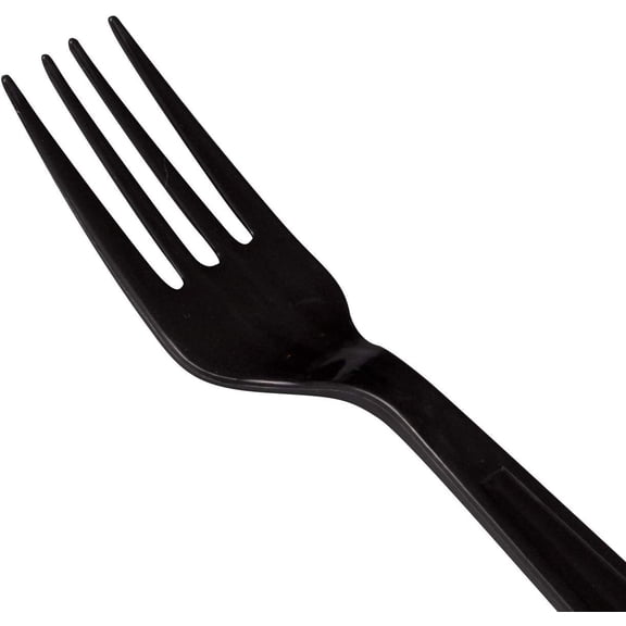 U2030 7" Extra-Heavy Weight Disposable Fork - Black (Case of 1000)
