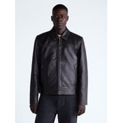 Free Assembly Men's Leather Jacket with Zip Pockets, Sizes XS-2XL