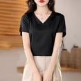 thumbnail image 6 of Timegard Tops for Women Summer V Neck Comfy Solid Color Loose Tee Casual Short Sleeve Shirts Blouse, 6 of 6