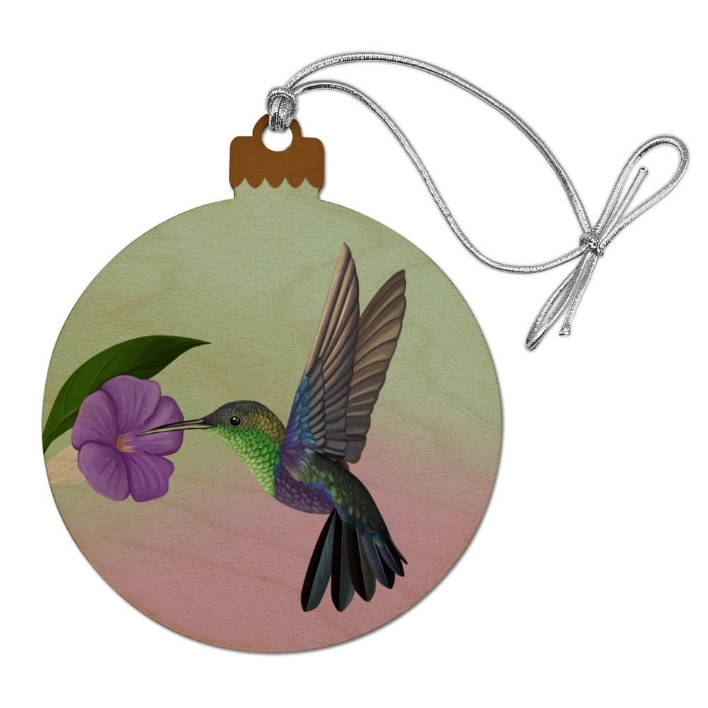GRAPHICS & MORE Hummingbird Crowned Woodnymph Purple Violet Heart Love Wood Christmas Tree Holiday Ornament 