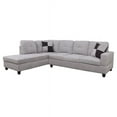 thumbnail image 2 of Ponliving 103.5" 2 Pieces L-Shaped Modern Sectional Sofa with Chaise and Pillows for Living Room White Grey Flannelette Left Hand Facing, 2 of 2