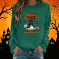 thumbnail image 2 of Cute Spooky Biscuits Graphic Sweatshirt Women Black Cat Ghost Dough Print Crew Neck Long Sleeve Pullover Oversized Fleece Lined Fall Top for Halloween Party Casual Outfits, 2 of 5