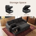 thumbnail image 6 of Marrber 78” Oversized Modern Plush Corduroy L-Shaped Modular 4-Seater Pull-Out Sectional Sleeper Sofa Bed with Hidden Storage for Living Room and Apartment, Gray, 6 of 7