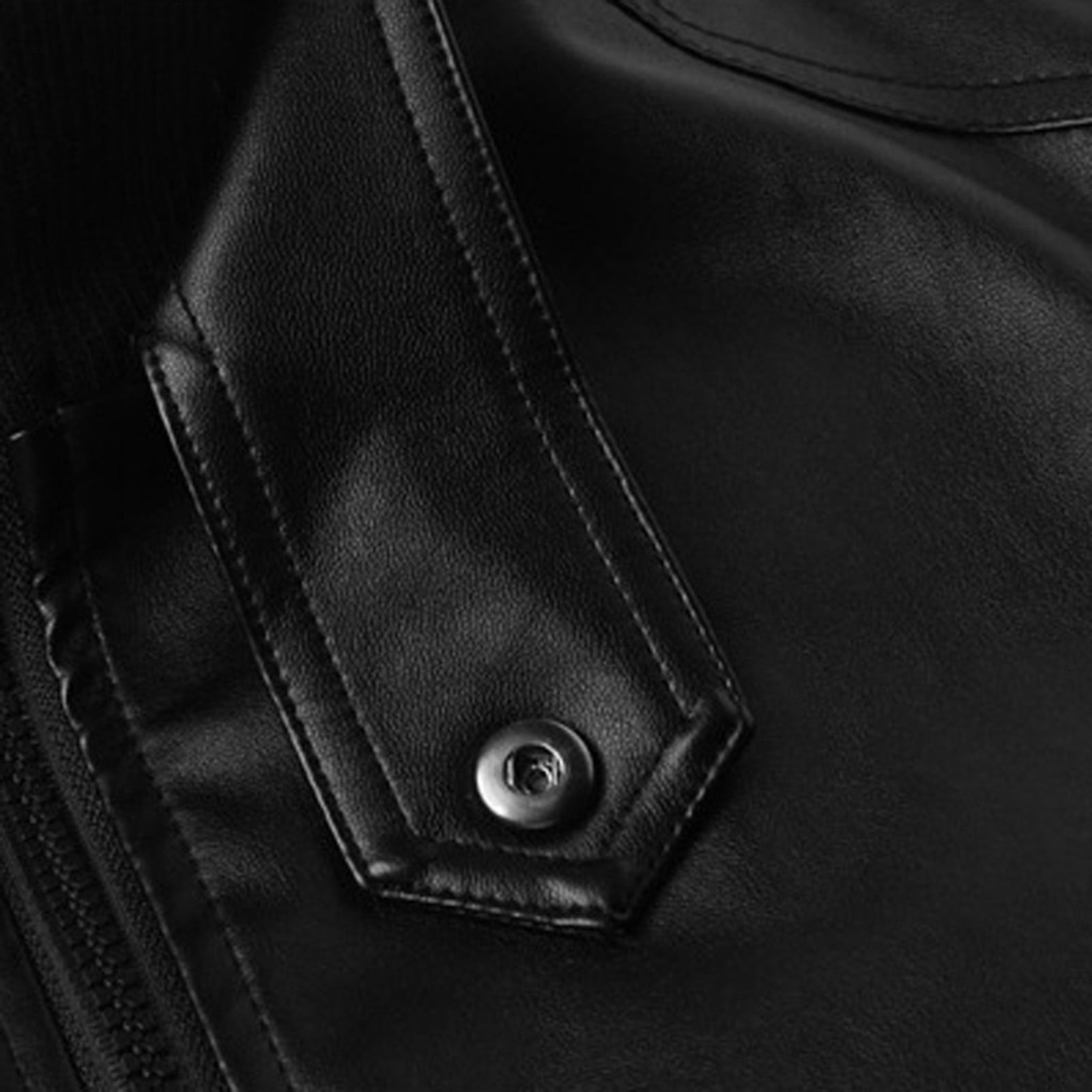 Bazeneo Mens Leather Jacket Faux Leather Bomber Jackets Long Sleeve Slim Fit Motorcycle Jackets Stand Collar Zipper Pilot Jacket Vintage Plain Colour Outwear with Pockets Spring Tops