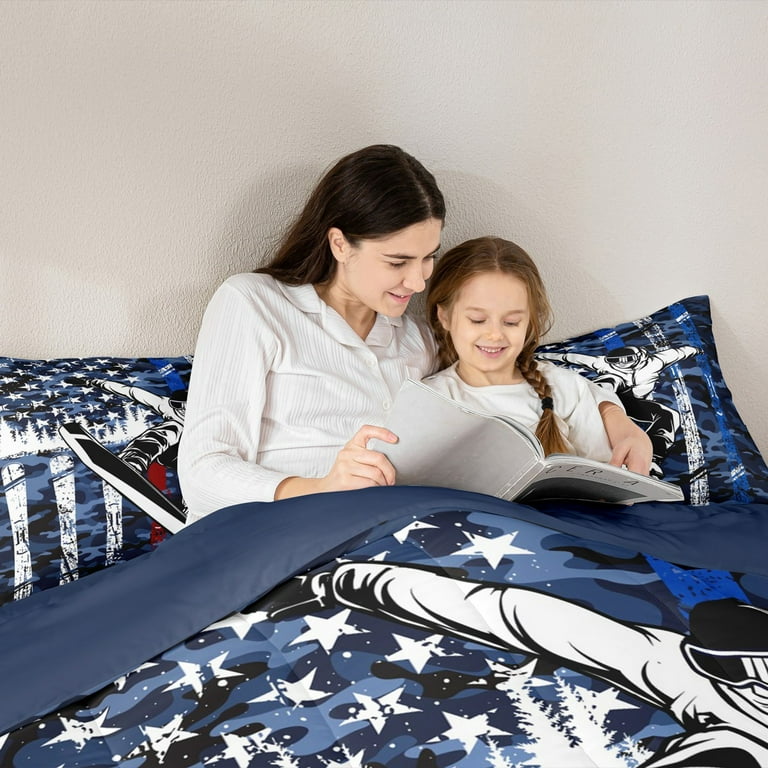 Castle Fairy Skiing Snowboard 2pcs Bedding Comforter Set,USA Flag