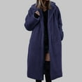 thumbnail image 2 of AOMPMSDX Women's Coats Womens Winter Warm Lapel Fuzzy Coat Jacket Overcoat Spliced Mid Length Coat Suit Collar XL Blue, 2 of 4