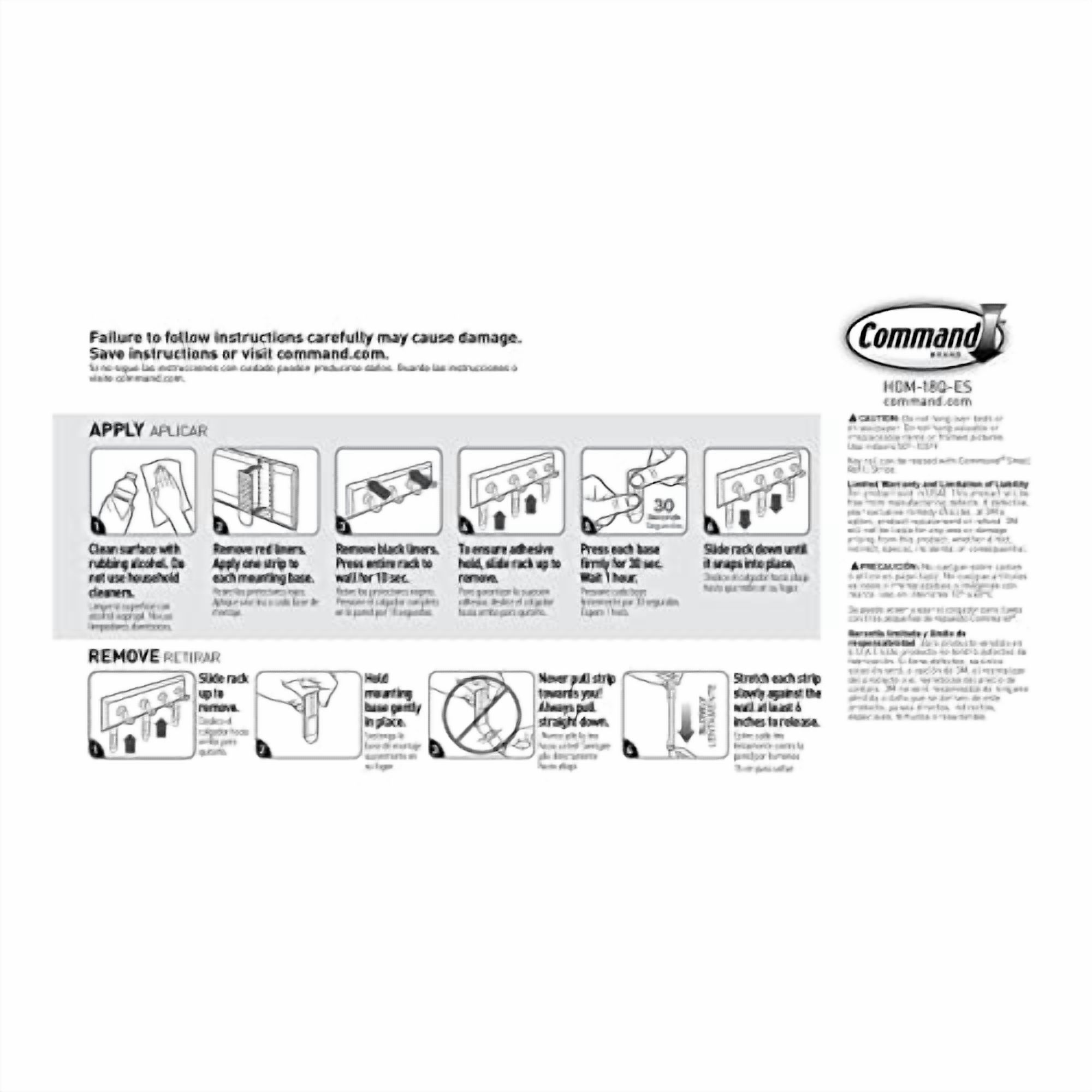 Command HOM-18Q-ES Key Hook Rail, Adhesive, Quartz Color, 8 x 2-1/8 x 1-1/2 In. - Quantity 2