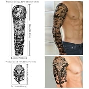 Yazhiji Full Arm Temporary Tattoos 8 Sheets and Half Arm Shoulder Waterproof Tattoos 8 Sheets, Extra Large Tattoo Stickers for Men and Women (22.83X7.1)