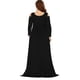 thumbnail image 4 of Vestido largo con abertura en el pliegue y manga larga con cuello en V y hombros descubiertos sexy de talla grande para mujer Fridja  NMB4544, 4 of 6