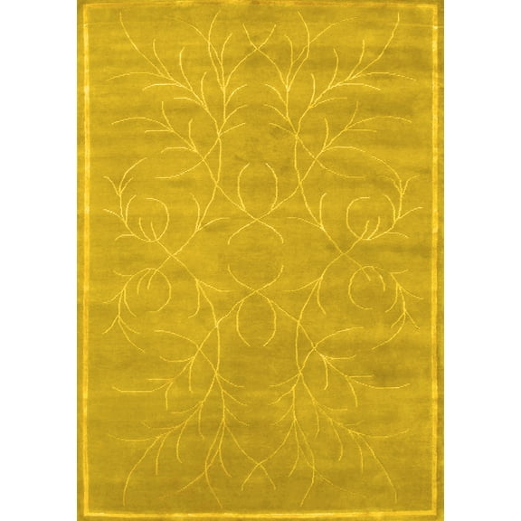 Ahgly Company Indoor Rectangle Abstract Yellow Contemporary Area Rugs, 3' x 5'