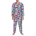 thumbnail image 4 of Bingfone Men'S Pajama Set 2 Piece Loungewear Pjs, Long Sleeve With Pajama Pants-Cherry, 4 of 9