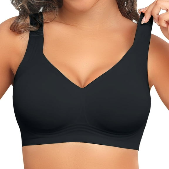PoseFree Womens Seamless Wireless Supportive Bra Push Up Comfort Soft No Underwire Full Coverage T-Shirt Bra