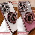 thumbnail image 2 of (Double Row Diamond Bumper ) ( Make Up Mirror )Magnetic Kickstand Case for iPhone 15 14 13 12 Pro Max Sparkle Cover Shiny Rhinestone Bling Cases (Blue,for iPhone 12 Pro Max), 2 of 13