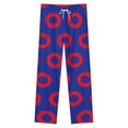 thumbnail image 4 of Red Circles On Blue Winter Female Pants Flannel High Waist Women Pants Lady Warm Straight Leg Plush Trousers, 4 of 7