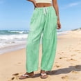 thumbnail image 5 of vigerkar Casual Wide Leg Plaid Barrel Pants for Women Drawstring Low Waist Palazzo Harem Trousers with Pockets (Green, XXL), 5 of 6