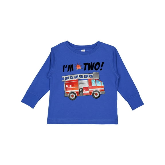 Inktastic I'm 2 Fire Truck 2nd Birthday Boys or Girls Long Sleeve Toddler T-Shirt