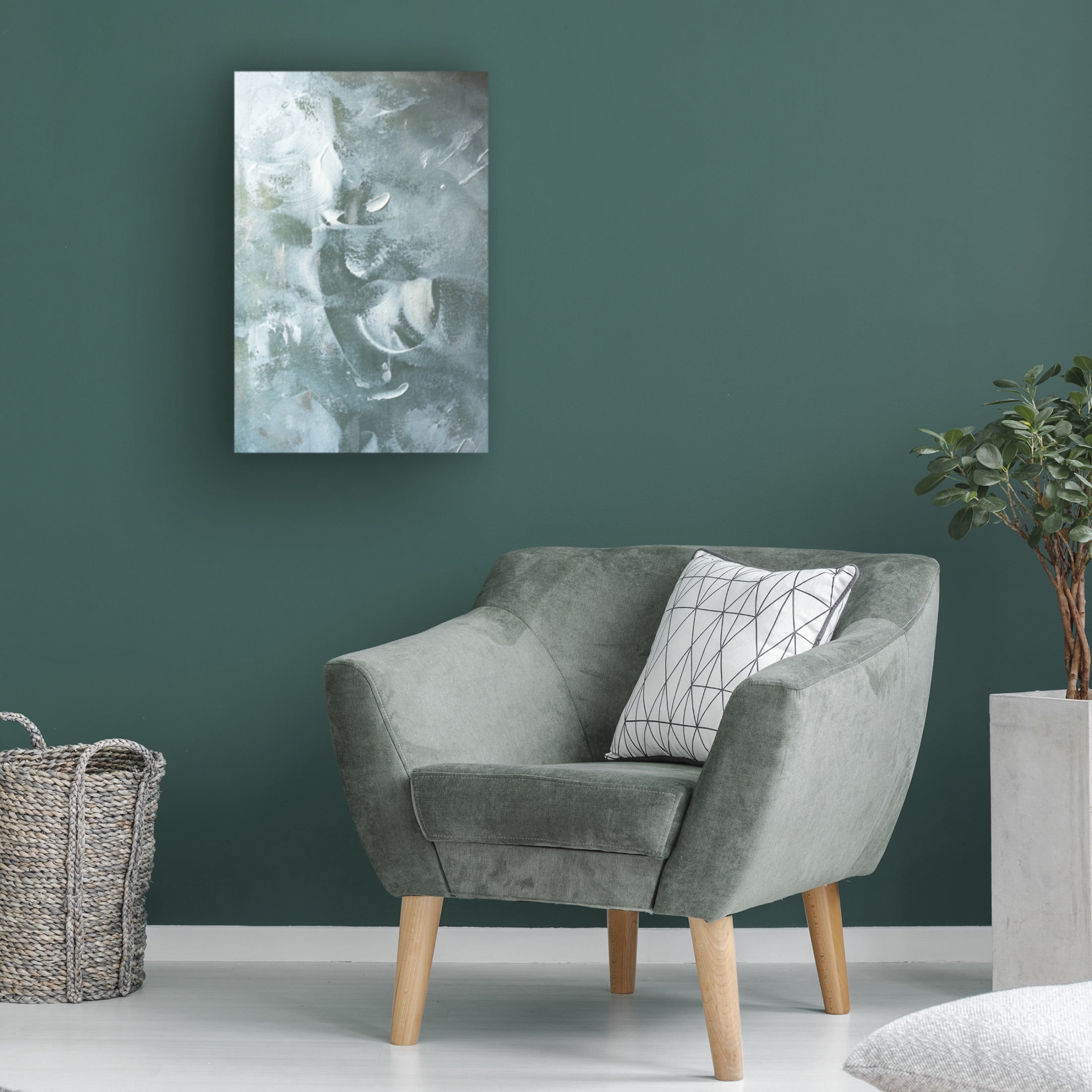 Trademark Fine Art uplusmestudio   Green and White Acrylic No 2 Canvas Wall Art