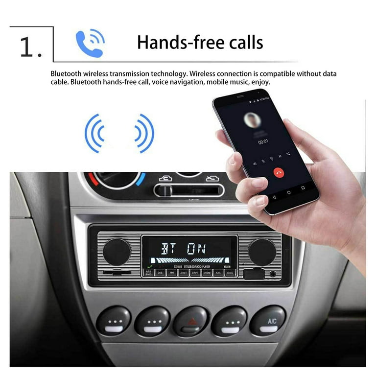 Cameland Car Accessories Car FM Radio Stereo Player USB Charger,Vintage Car  Stereo Radio Player In-dash MP3 Bluetooth FM USB SD Remote Control on  Clearance 