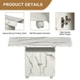 thumbnail image 6 of 47" White Marble Wood Folding Dining Table - Versatile Kitchen Island, Entryway Console, Coffee Table with Storage Cabinet & 6 Wheels for Small Spaces, Apartments, Home Office, 6 of 12