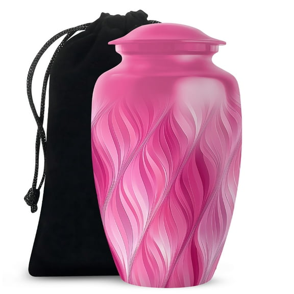 SABURIAL Pink Urn - Urn for Adult Male & Female - 10 Inch - Large with Velvet Bag - Decorative Urns for Ashes - Memorial Urns for Human Ashes - Human Remains Urns