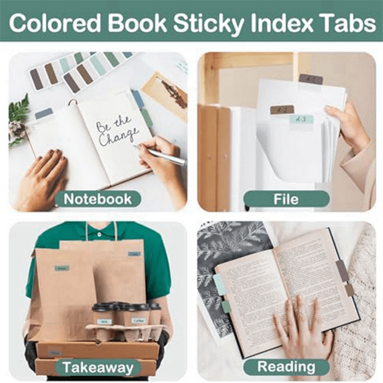 Sticky Index Tabs Multicolor Self-Adhesive Book Tabs 1.8 x 1.1