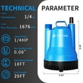 thumbnail image 4 of Submersible Water Pump - 1/4 HP Utility Pump - 1676GPH Thermoplastic Electric Portable Transfer Water Pump - 25-Foot Cord for Pool, Tub, Garden, Pond Draining, 4 of 8