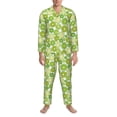 thumbnail image 3 of Honeii Kiwi Lemon Pattern Mens Pajamas Set,2pcs Men's Lounge Long Sleeve Sleep Shirt and Pajama Bottoms Sleepwear Set,Mens Pjs Sets-Small, 3 of 7