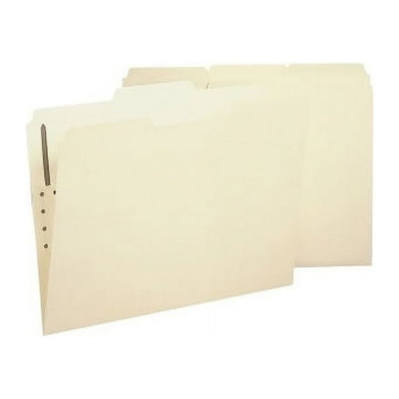 Business Source 2-Ply Tab Manila Letter Fastener Folder Letter - 8 1/2" x 11" Sheet Size - 1 Fastener(s) - 1/3 Tab Cut - Manila - Recycled - 50 / Box