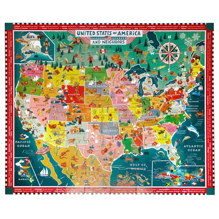 eeBoo: USA Map Giant Puzzle - 48 Piece - 26 x 21.2