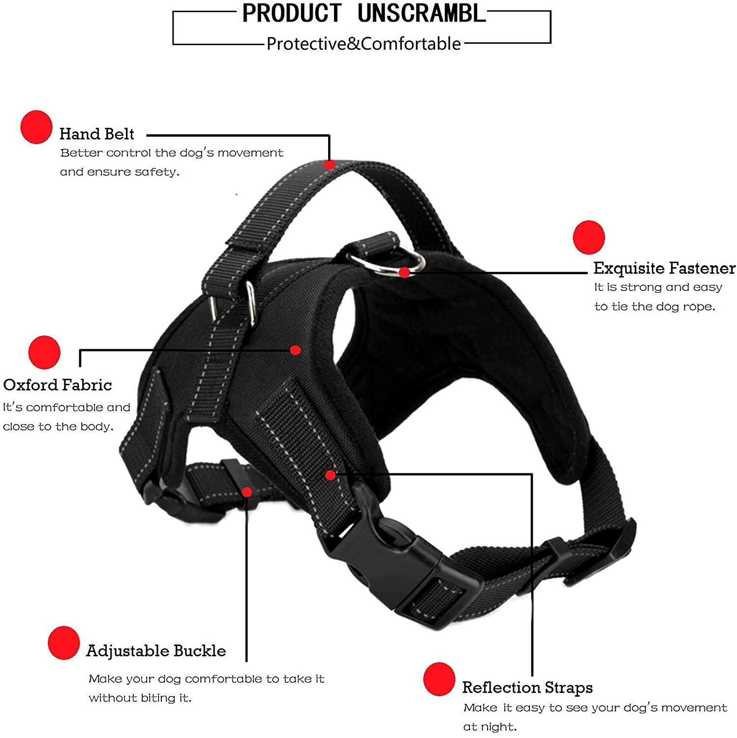 Adjustable Soft Dog Harness Mesh Padded Vest Neoprene Puppy Outdoor Pet Harnesses for Large Medium Small Dogs Puppies(Black/L)