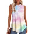 thumbnail image 2 of Xyxonk Summer Tank Tops for Women Plus Size Casual Business Round Neck Tank Tops Dressy Tie Dye Print Sleeveless Summer Tops Beach Vacation Clothes Light pink 3XL, 2 of 5