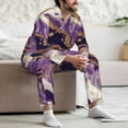 thumbnail image 7 of Wukai Purple Gold Marble Swirls Men's Long Sleeve Pajama Set,Long Sleeve Mens Sleepwear with Pockets & Front Fly-X-Large, 7 of 7