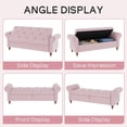 thumbnail image 4 of 63'' Storage Ottoman Bench, End of Bed Button Tufted Ottoman Bench, Rolled Armed Ottoman Couch Long Bench for Bedroom, Living Room, End of Bed, Hallway (Pink, Velvet), 4 of 16