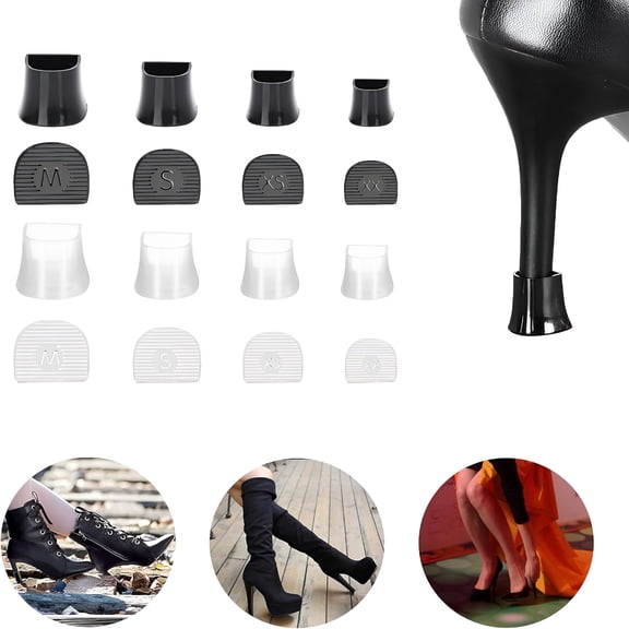 TELOLY High Heel Protectors 8 Pairs Heel Repair Caps Covers&Heel Stoppers 4 Sizes Heel Cover for Wedding,Grass,Gravel,Wetlands Outdoor Events (Xxs,Xs,S,M)