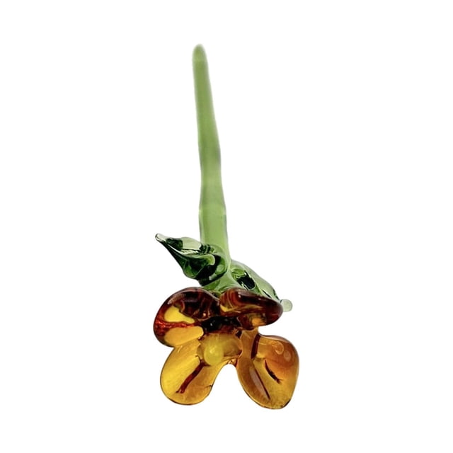 Mini flor de cristal artificial, adorno coleccionable, figura floral para mamá Amarillo