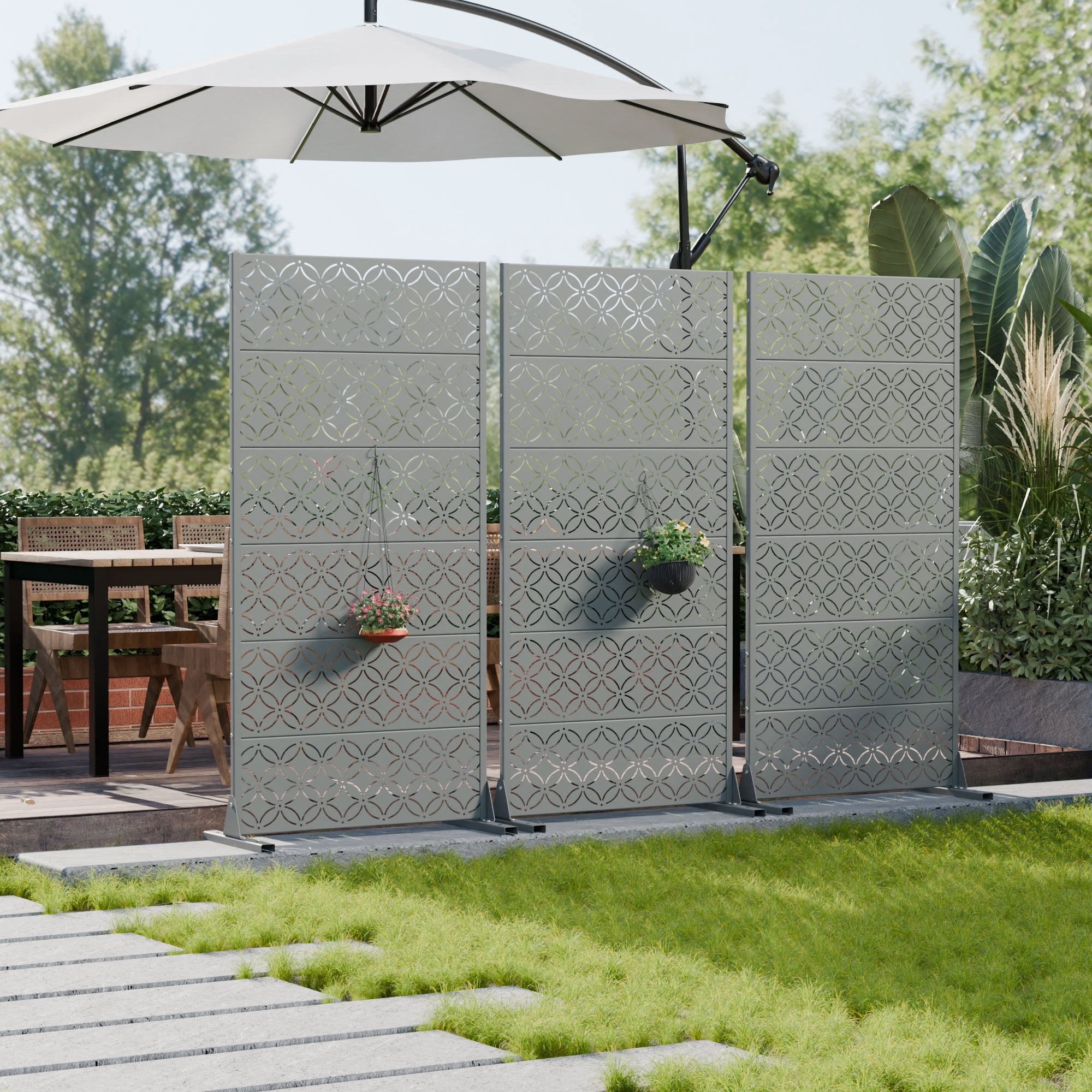 MAYEERTY 72*35in Outdoor Privacy Screen, Outdoor Screen Divider Metal Panel, Privacy Fence for Patio, Balcony, Backyard, Garden
