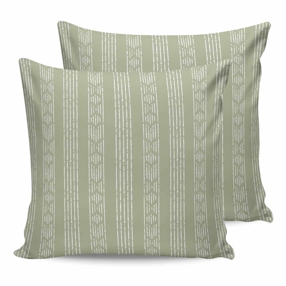 18x18 Pillow Covers Set of 2, Sage Green Striped Throw Pillow Covers Decorative Couch Cushion Case, Modern Abstract Art Geometric Stripes Microfiber Square Pillowcases for Bedroom Car Living Room