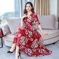 thumbnail image 3 of Women Chiffon Dress Spring Summer Floral Bohemian Long Beach Dress, 3 of 9