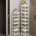 thumbnail image 4 of Bamboo Shoe Rack 12 Tier- Vertical Shoe Rack for Small Spaces, Tall Narrow Shoe Rack Organizer for Closet Entryway Corner Garage and Bedroom,Skinny Shoe Shelf with Free Stackable DIY White Storage, 4 of 9