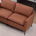 thumbnail image 3 of 55" Small Loveseat Sofa for Small Spaces,Leather Upholstered 2-Seater Sofa Couch Single Casual Sofa Chair for Living Room Office,Brown, 3 of 8