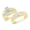 thumbnail image 3 of AFFY White Natural Diamond Cluster Engagement & Wedding Trio Band Ring Set In 10k Yellow Gold (0.33 Cttw), 3 of 9