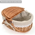 thumbnail image 3 of Wicker Picnic Basket with Removable Liner Empty Picnic Baskets with Lid, Picnic Hamper with Foldable Handles for Picnic 2,Flowers, 3 of 15
