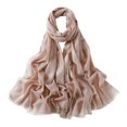 thumbnail image 1 of Women Scarf Retro Shiny Tassel Solid Color Headscarf Wide Long Decorative Windproof Glossy Washable Lady Shawl Clothes Accessory, 1 of 10